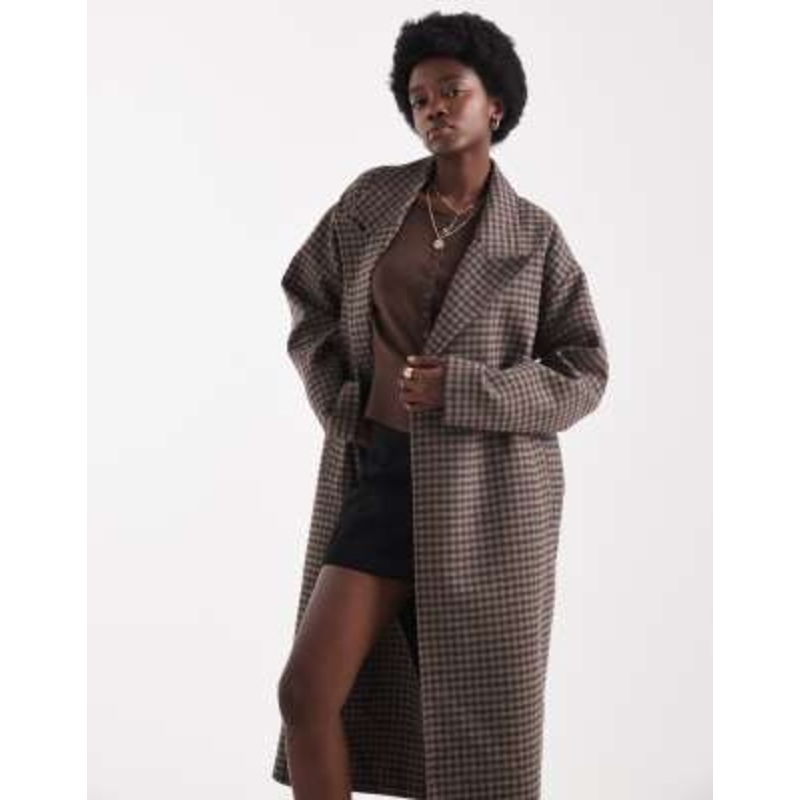 Native Youth oversized longline wool blend overcoat in brown