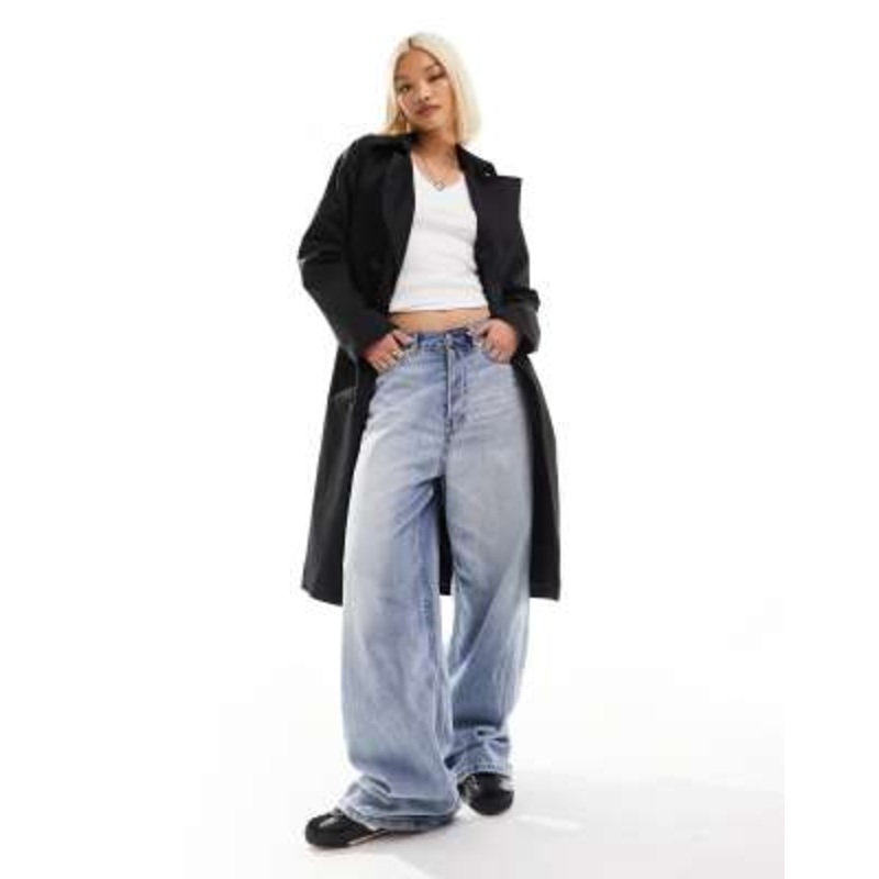 Noisy May longline trench coat in black