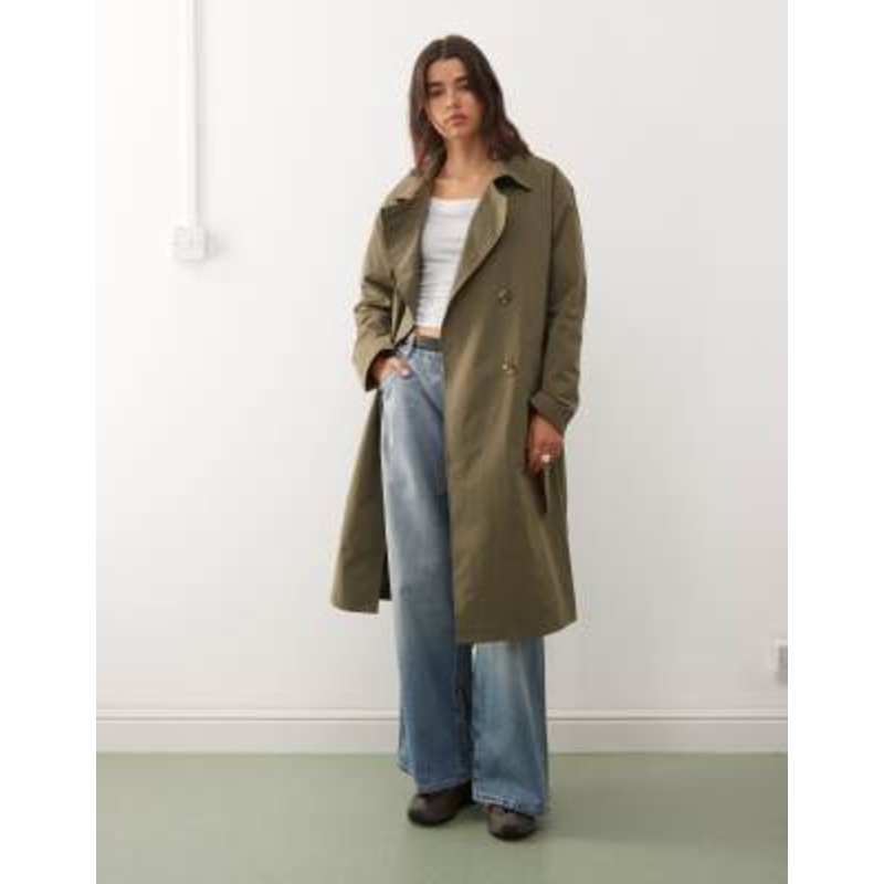 Noisy May trench coat in khaki green