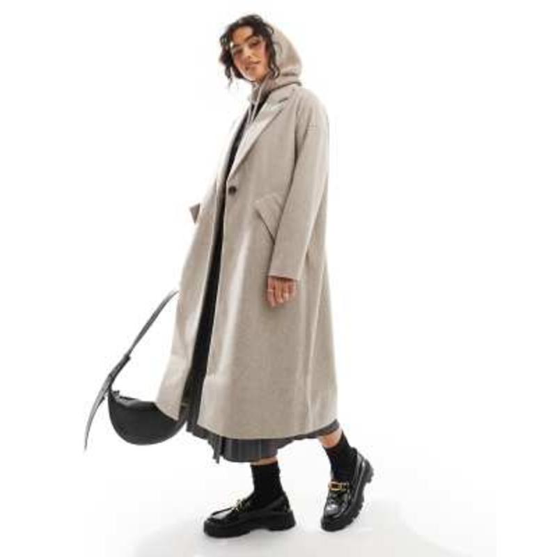 ONLY longline formal coat in taupe melange