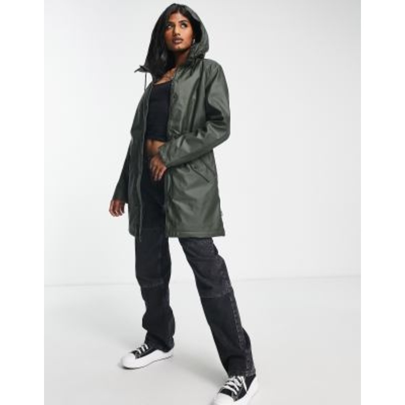 Only raincoat with hood in khaki green