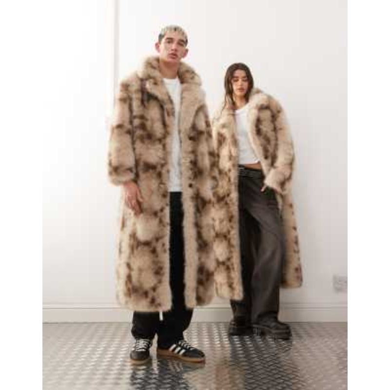 Reclaimed Vintage unisex faux fur maxi coat in snow leopard