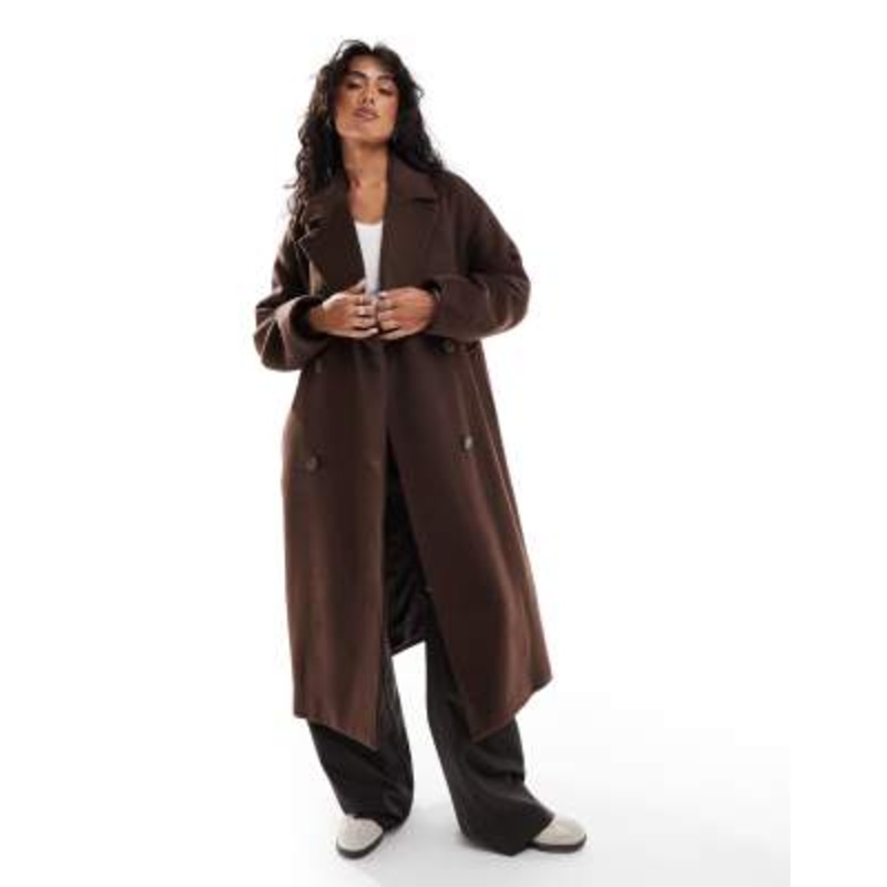 Selected Femme wool overcoat in brown
