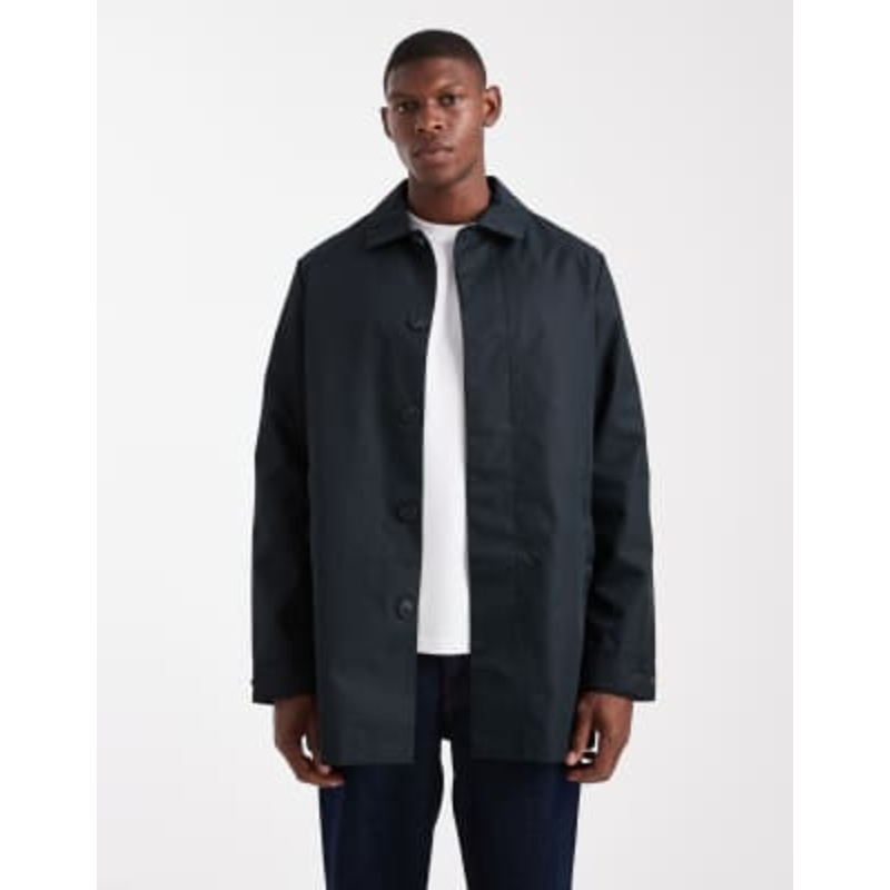 Threadbare short button down rain coat in navy