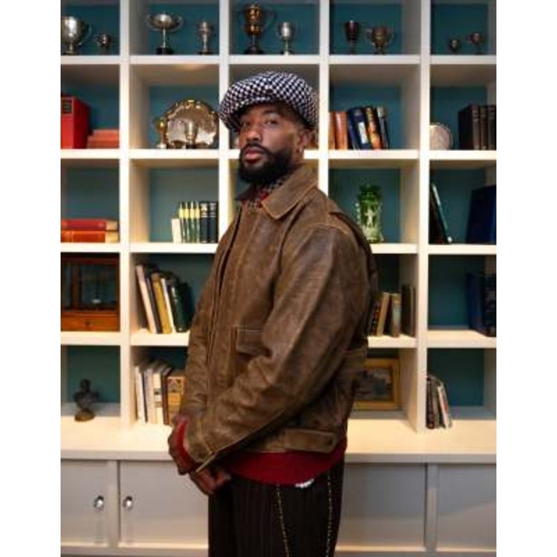 Topman real leather double pocket coat in tan