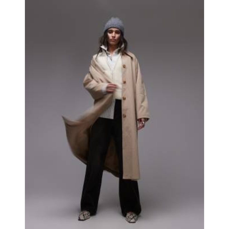 Topshop 90s trench coat in stone