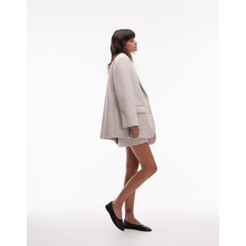 Topshop wool mix blazer coat in oatmeal
