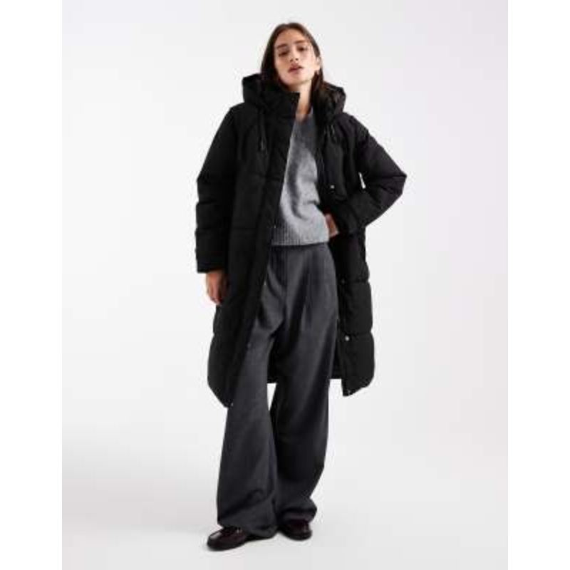 Vero Moda 2 in 1 longline puffer coat with removable sleeves in black