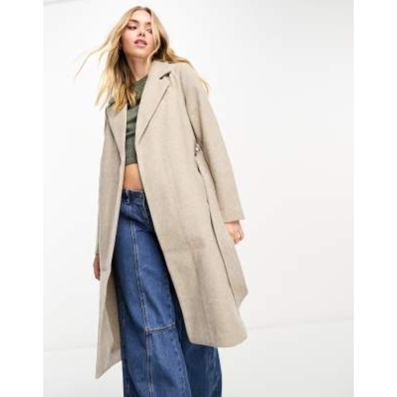 Vero Moda belted formal midi coat in camel