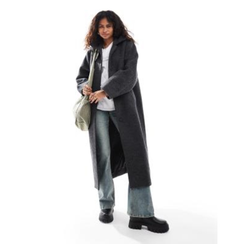 Weekday Gate wool blend car coat in dark gray
