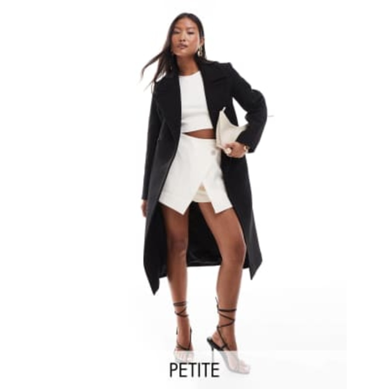 Ever New Petite formal wrap coat in black