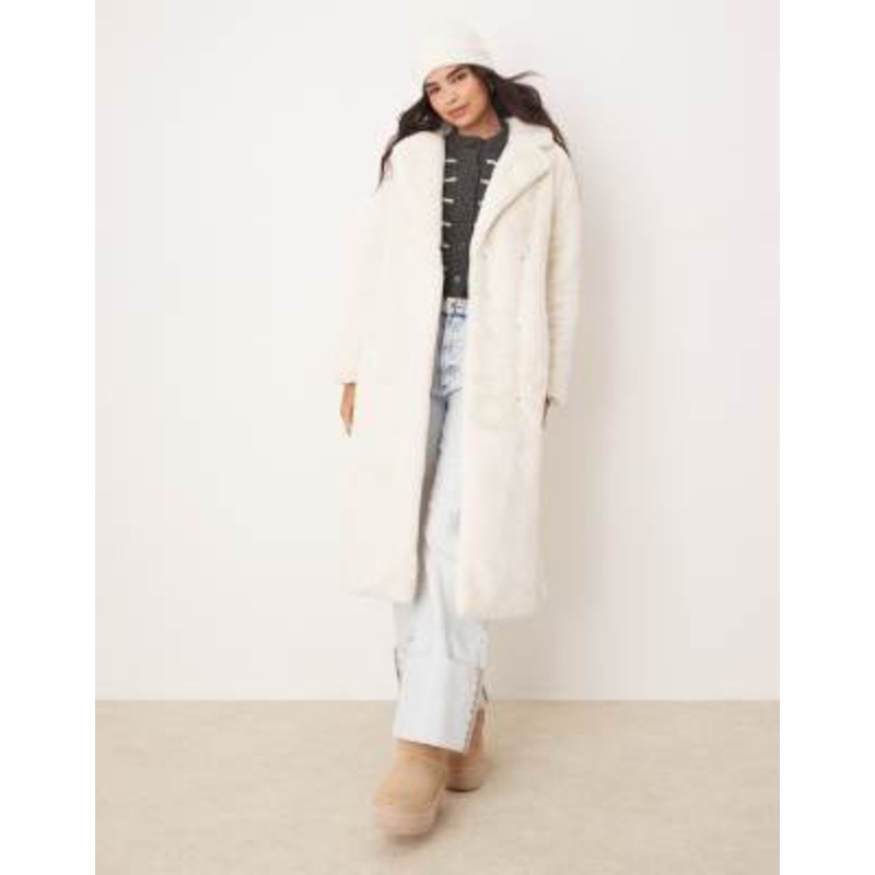 Glamorous cozy faux fur cream robe coat