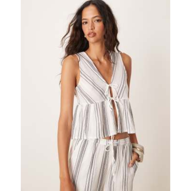 Iisla & Bird stripe beach waist coat in gray – part of a set