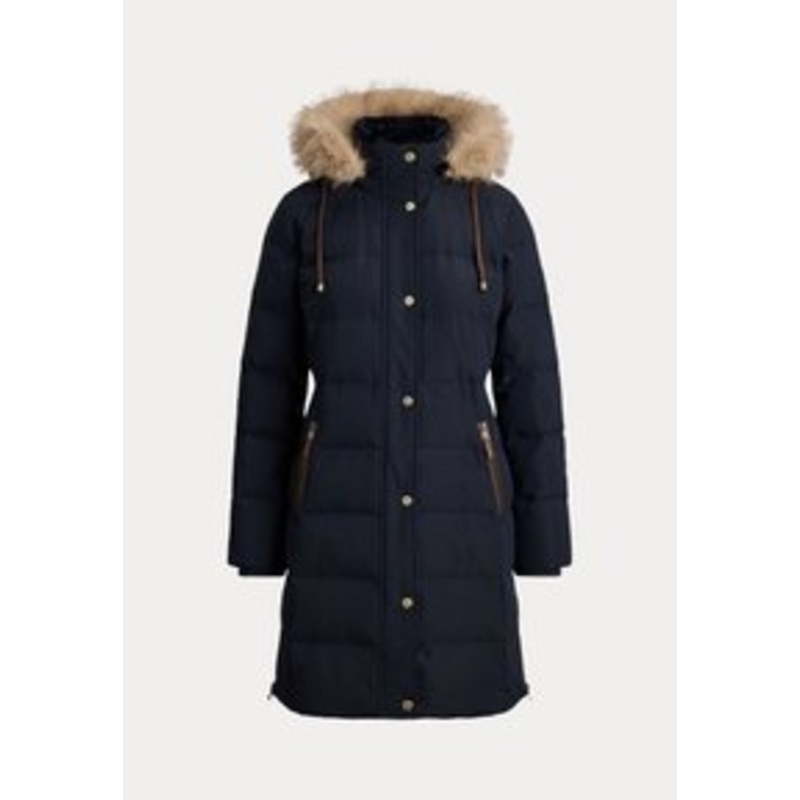 Lauren Ralph Lauren FAUX-FUR-TRIM HOODED DOWN COAT – Daunenmantel – dk navy/dunkelblau