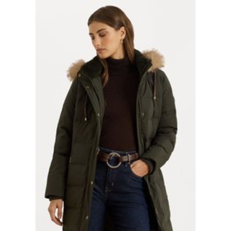 Lauren Ralph Lauren Petite FAUX-FUR-TRIM HOODED DOWN COAT – Daunenmantel – litchfield loden/dunkelgrn