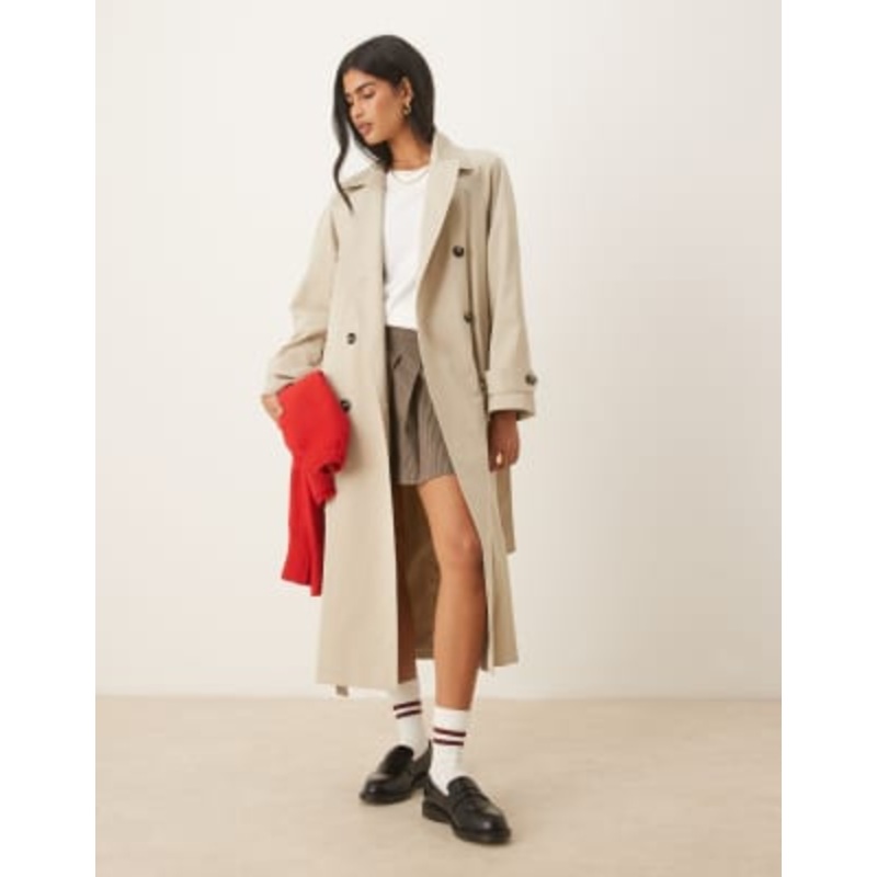 Mango cotton mix trench coat in beige