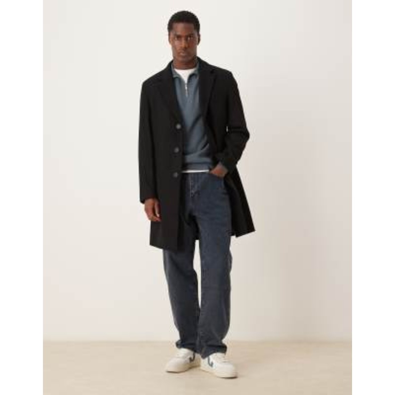 Mango wool mix tailored coat in black