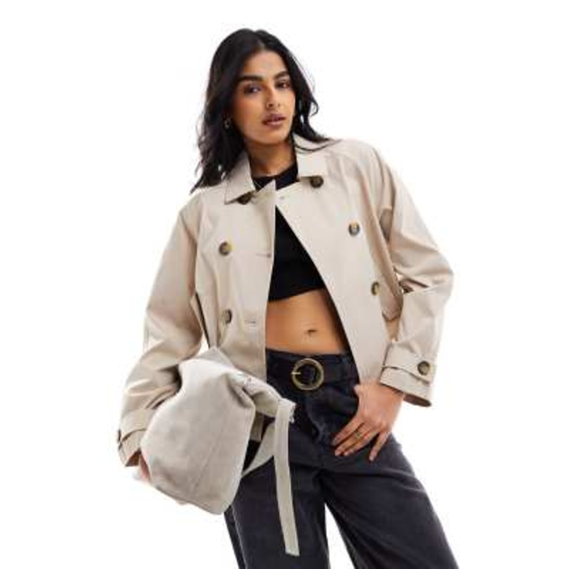 ONLY short trench coat in beige