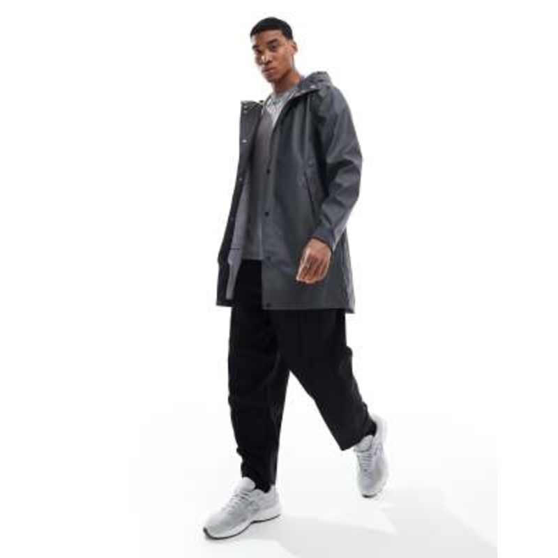 ONLY & SONS rain resistant coat in charcoal