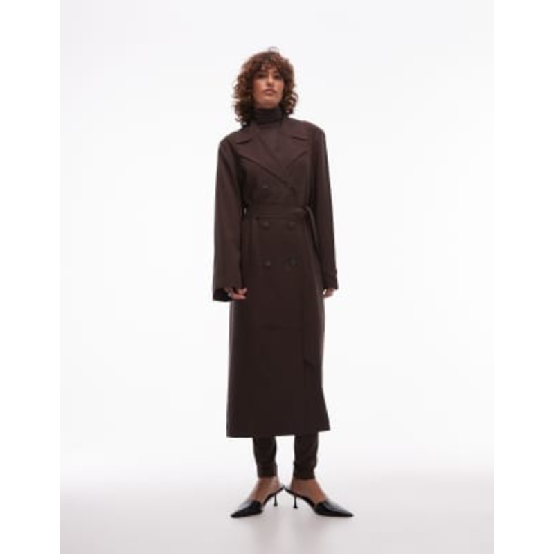 & Other Stories throw-on midaxi belted trench coat in dark brown