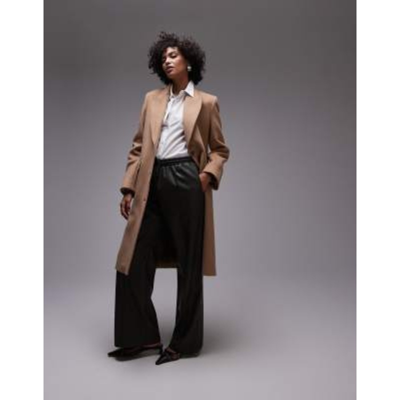 & Other Stories wool blend single breasted midaxi coat with twisted side seams in beige