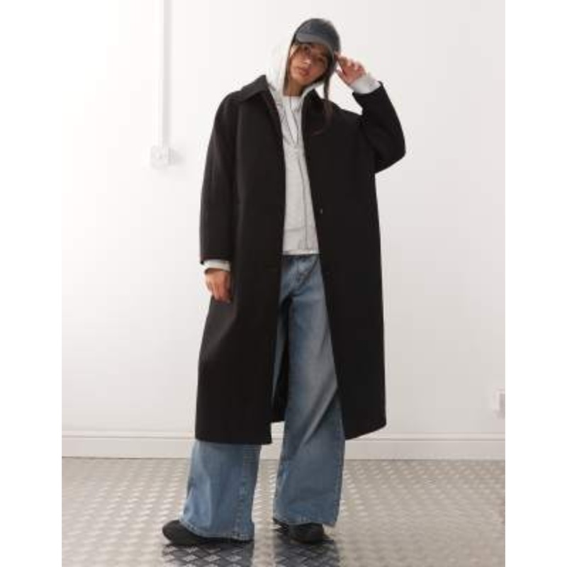 Reclaimed Vintage oversized wool look dad coat in black