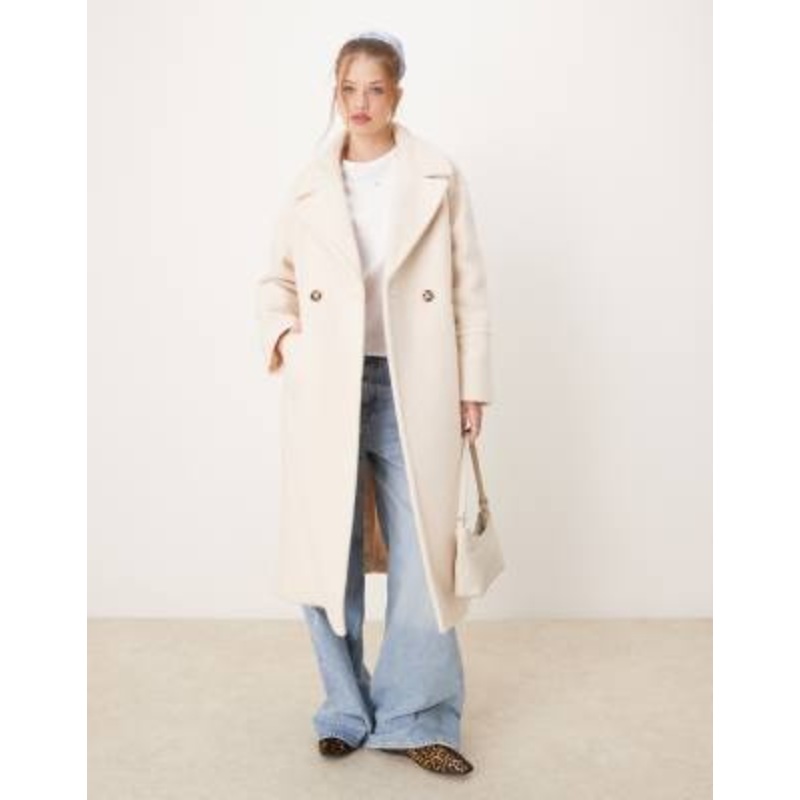River Island slouchy wool look overcoat in cream
