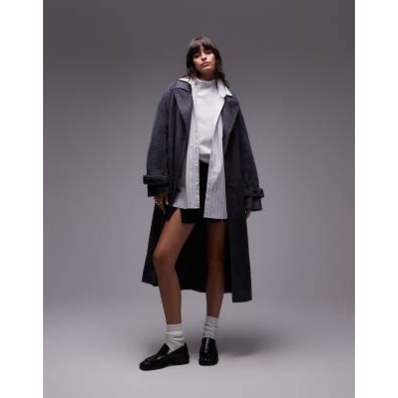 Topshop chuck on coat in dark gray