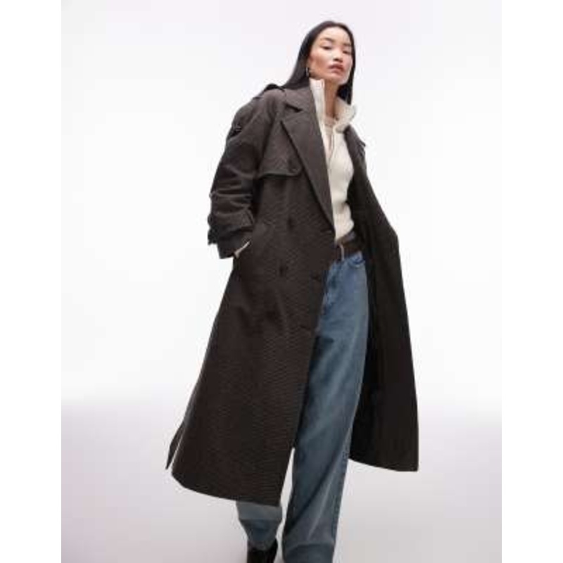 Topshop heritage belted trench coat in multi