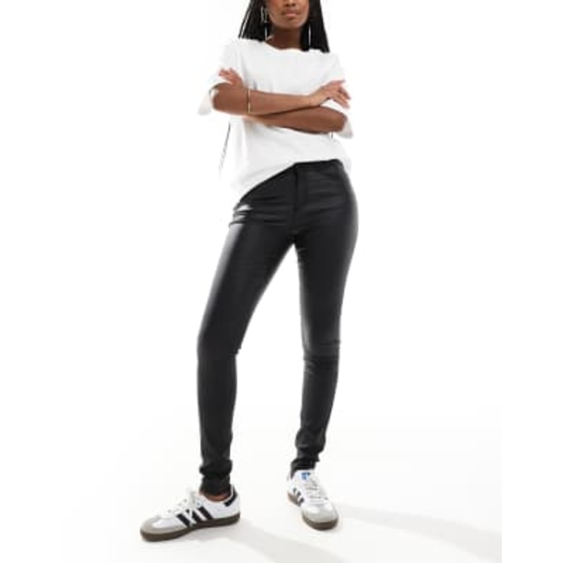 Vero Moda skinny coated jeans in black