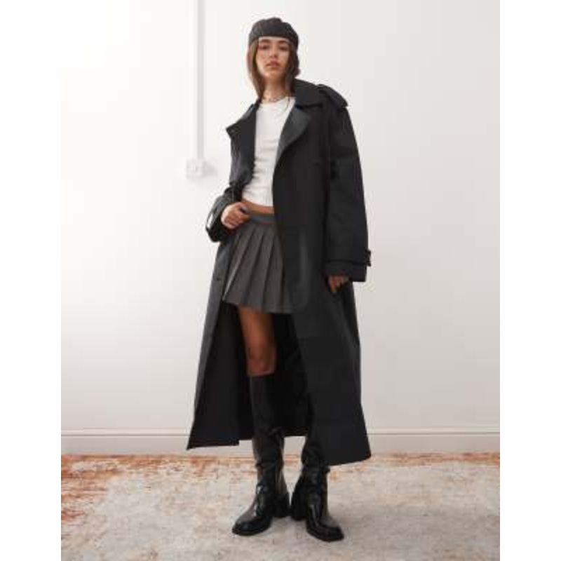 Weekday oversized trench coat in black