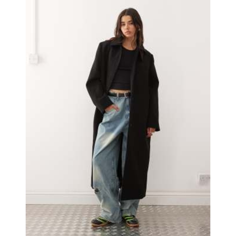 Weekday wool blend car coat in black