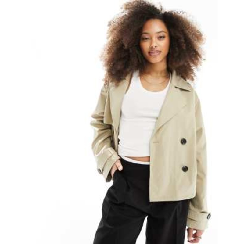 JJXX cropped trench coat in beige