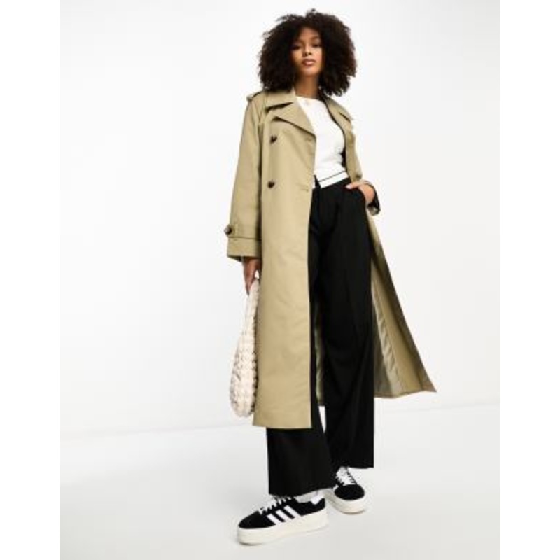 Mango oversized longline trench coat in beige