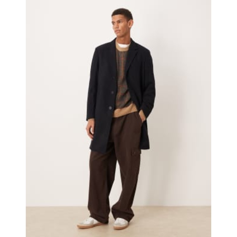 Mango wool mix tailored coat in navy