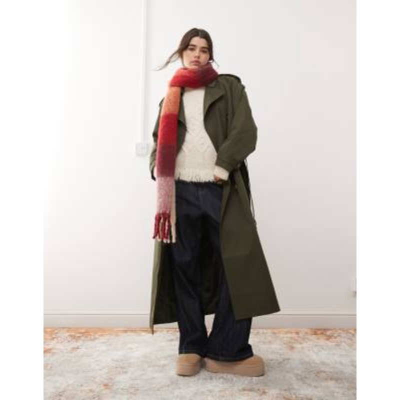 Miss Selfridge belted trench coat in khaki