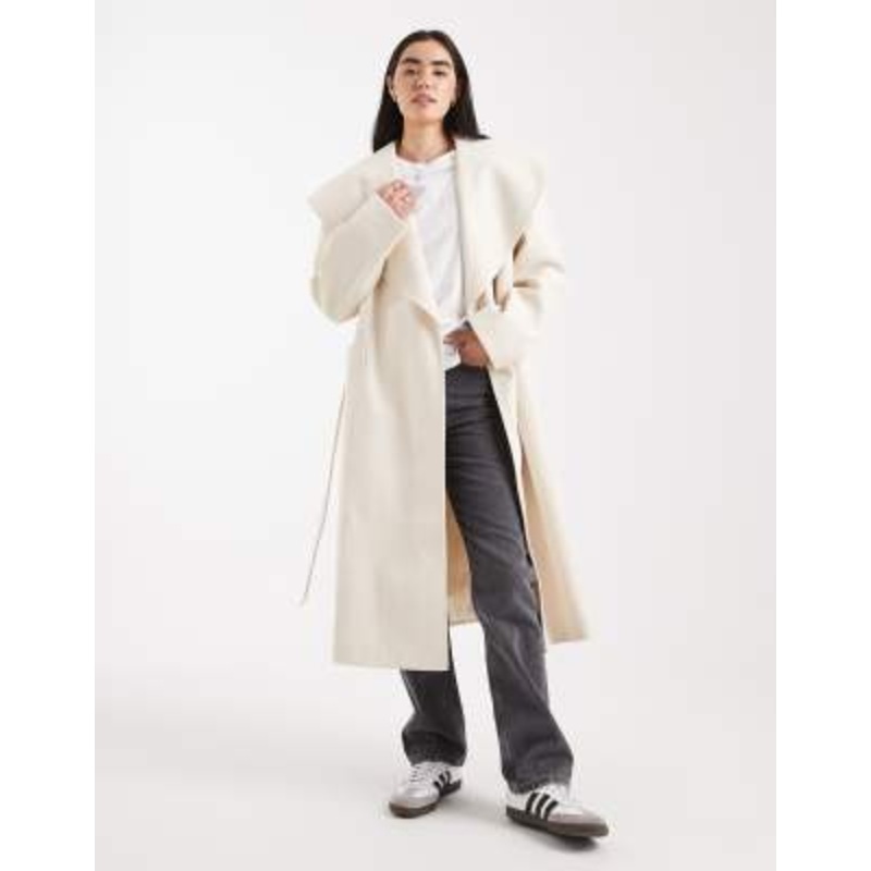 Miss Selfridge formal wrap coat in cream
