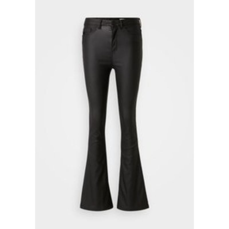 Noisy May NMSALLIE FLARE COATED PANTS  – Stoffhose – black/schwarz