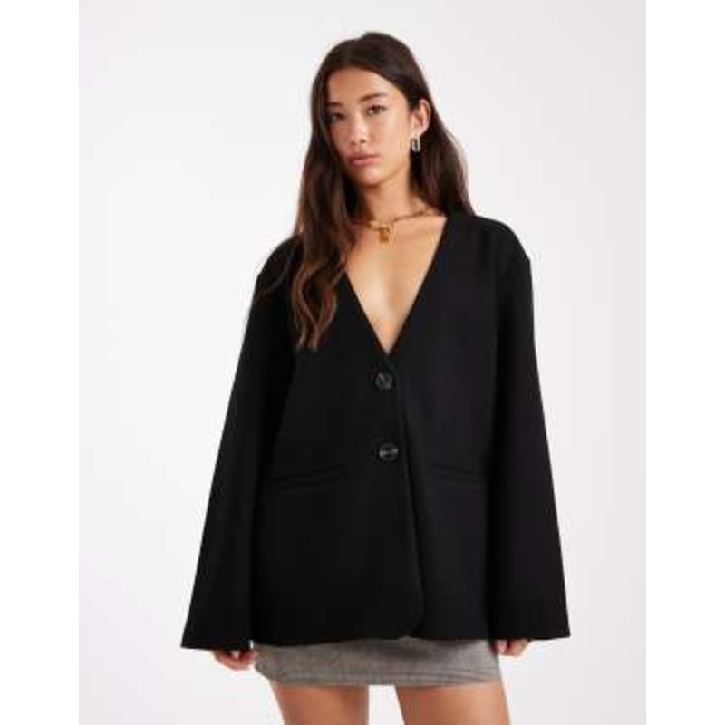 ONLY v-neck coatigan in black