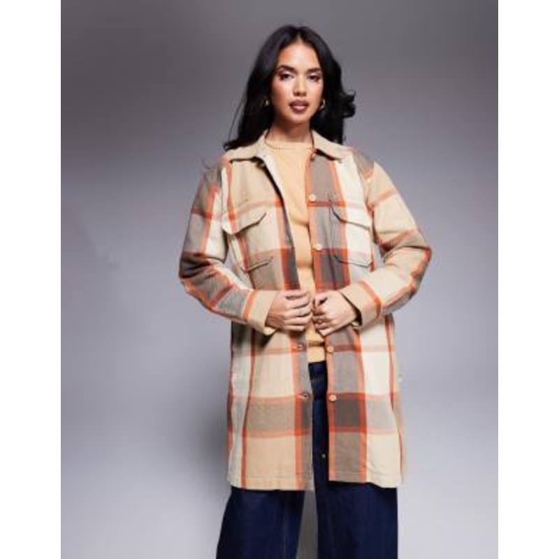 The North Face Valley twill utility coat in beige multi