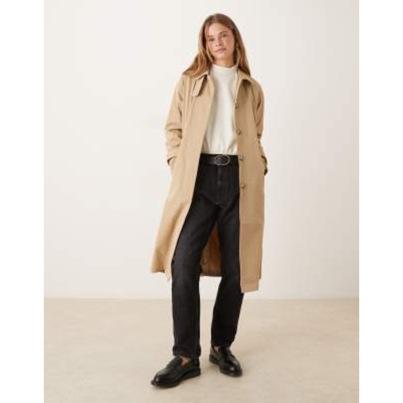 VILA neck detail trench coat in beige