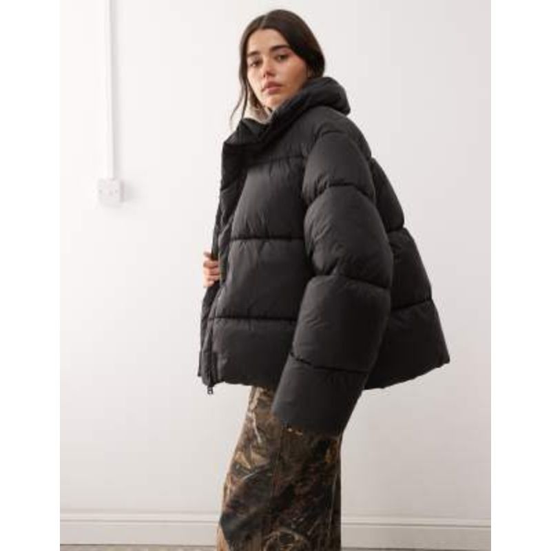 Weekday oversized puffer coat in black
