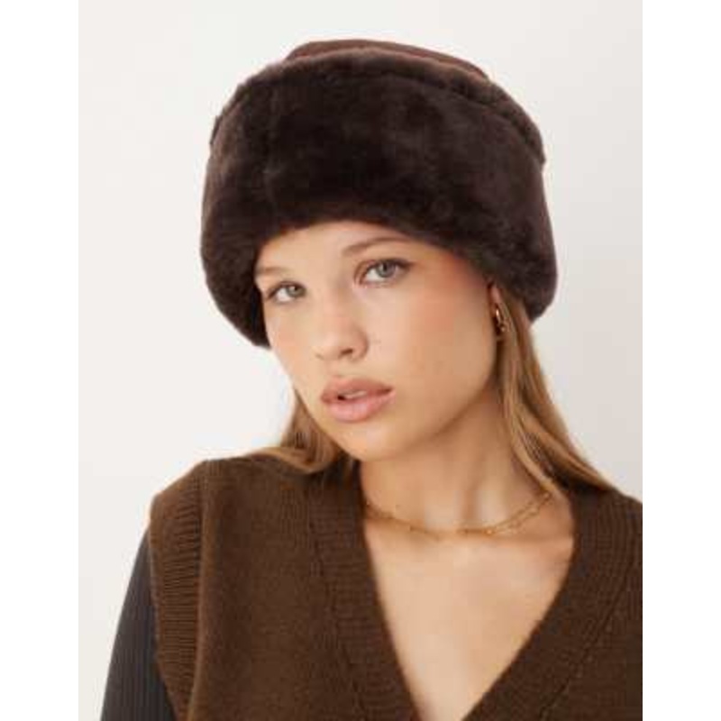 Becksondergaard dora shearling hat in chocolate brown