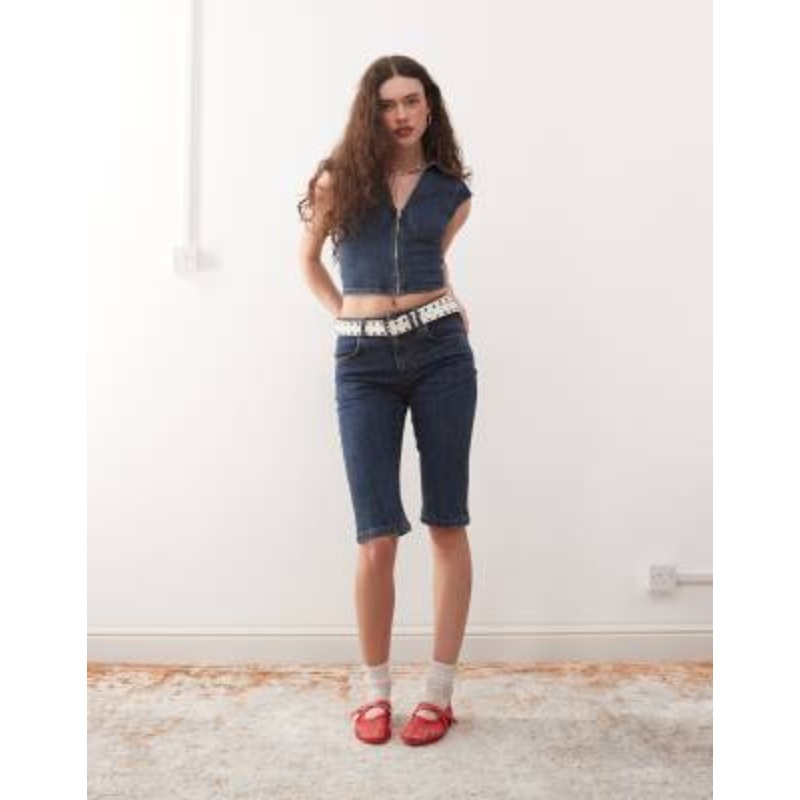 COLLUSION X000 low rise capri jeans in mid blue – part of a set