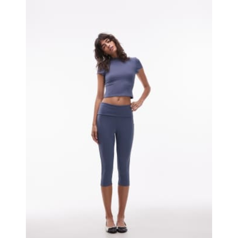 DESIGN sculpt baby tee and capris set in blue