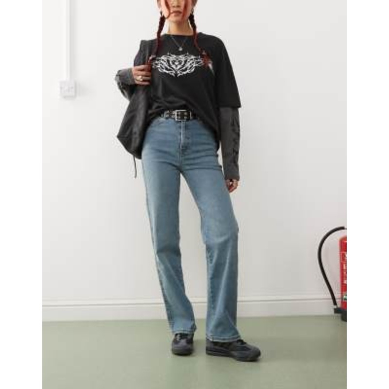 Dr Denim Moxy straight leg jeans in cape mid dirt used