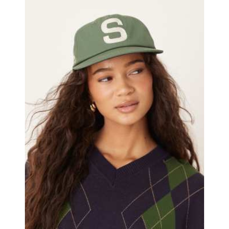 House of Sunny chain stitch cap in emerald green