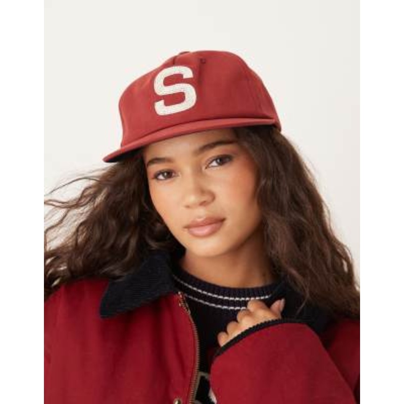 House of Sunny chain stitch cap in ruby red