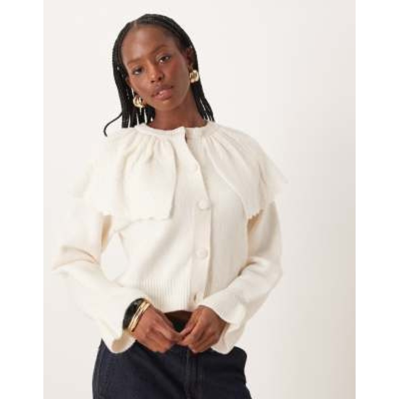 Neon Rose cape detail long sleeve cardigan in cream