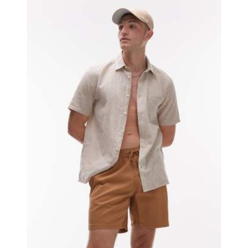 RVCA escape elastic waist shorts in camel